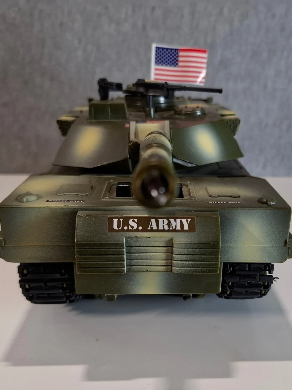 GI JOE 90's Army Green Remote Control Toy Tank with American Flag Decals